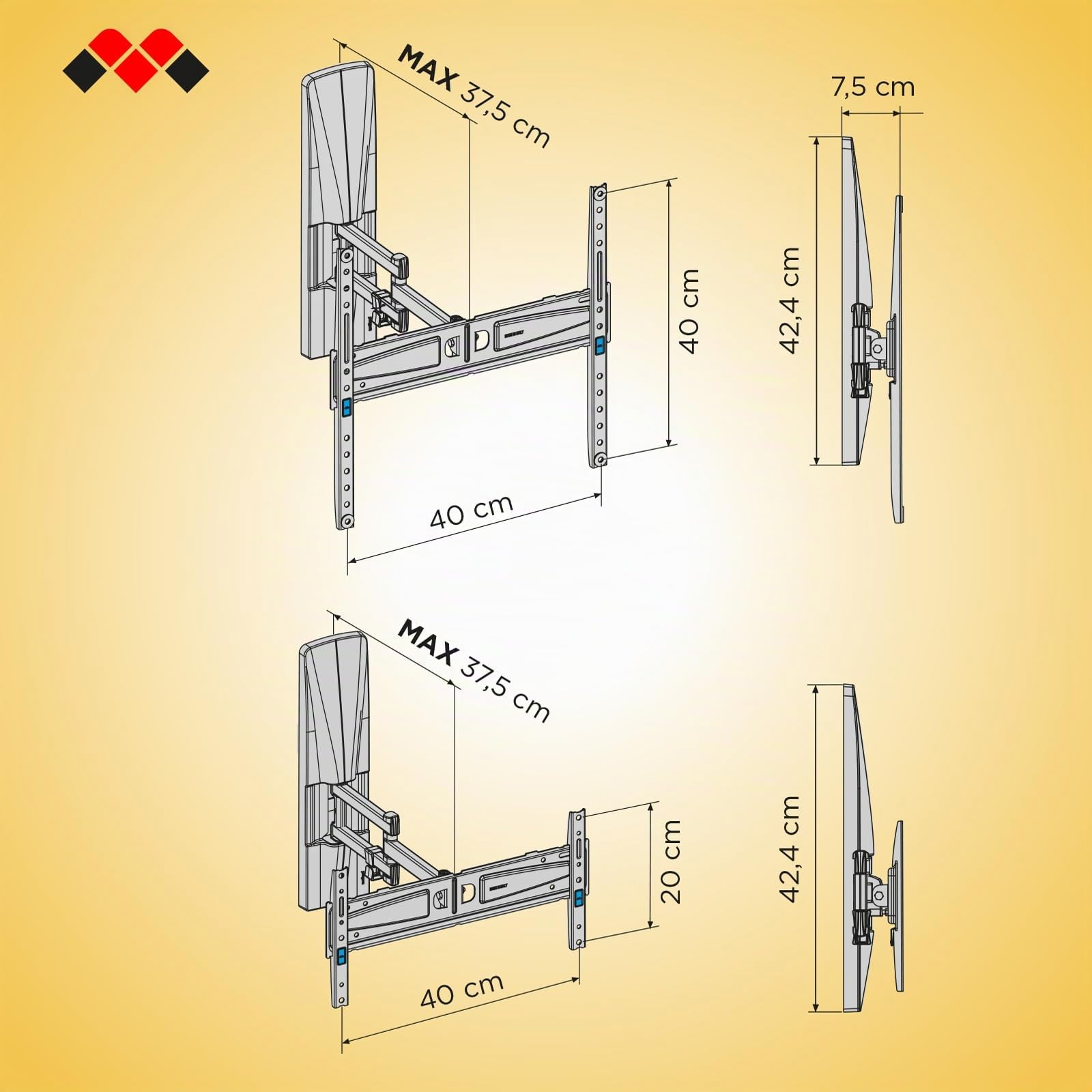 Meliconi, Slimstyle Extra XDR200400, Supporto Tv Parete anche Cartongesso