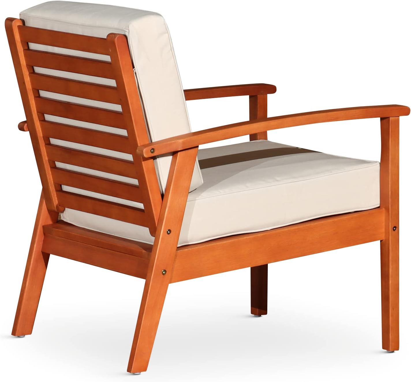 DTY Outdoor Living Longs Peak Deep Seat Eucalyptus Chair - Natural Oil Finish, Navy Cushions