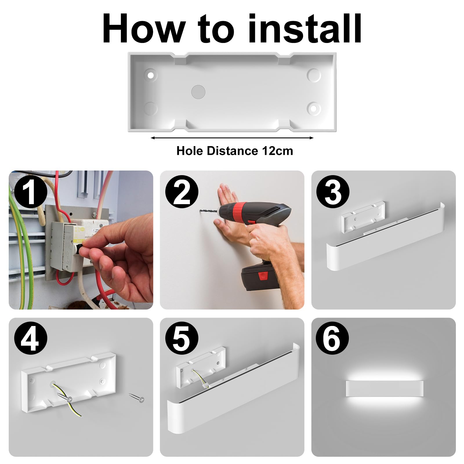 2 Pezzi Lampada da Parete 12W Bianco Freddo LED, Impermeabile in Stile Moderno, Adatto per Esterno, Bagno, Balcone, Scala, Soggiorno