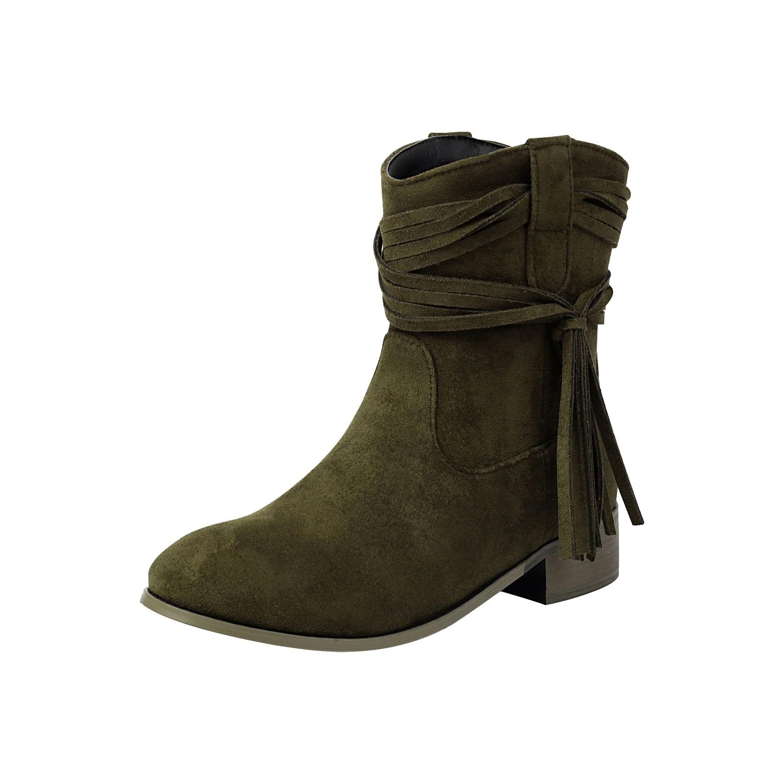Botines De Mujer Tacón Bajo Ante Casual Oversized