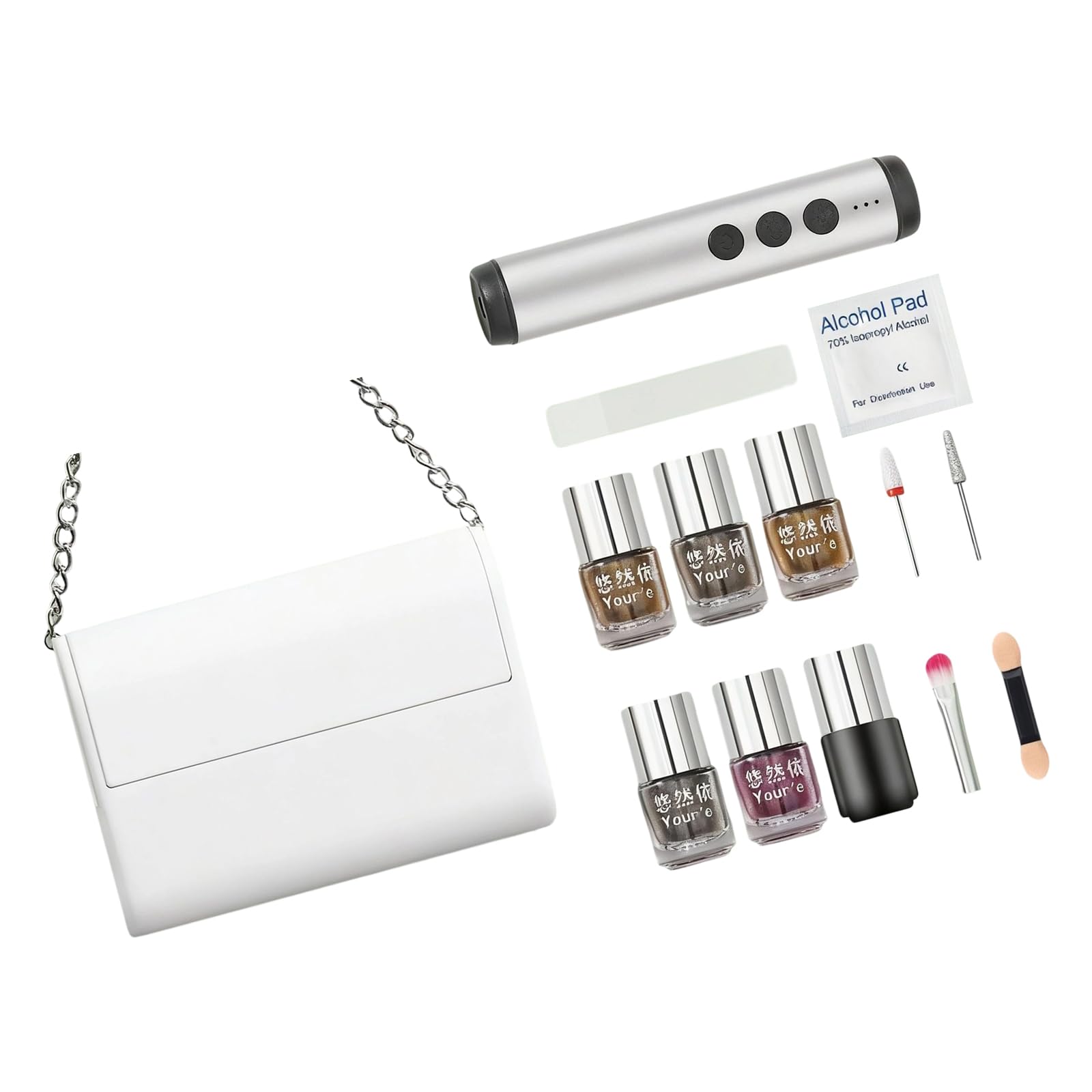 Juego de manicura portátil con estuche de viaje, lima pulidora de uñas, almohadilla de algodón, herramientas profesionales para el cuidado de las uñas para el hogar