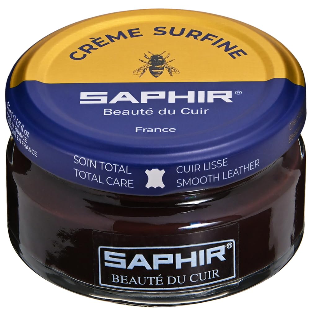 Saphir 9550032 Fine Beeswax Shoe Cream and Polish, 1.7 fl oz (50 ml), Emulsifying, Moisturizing, Recoloring, Glossy