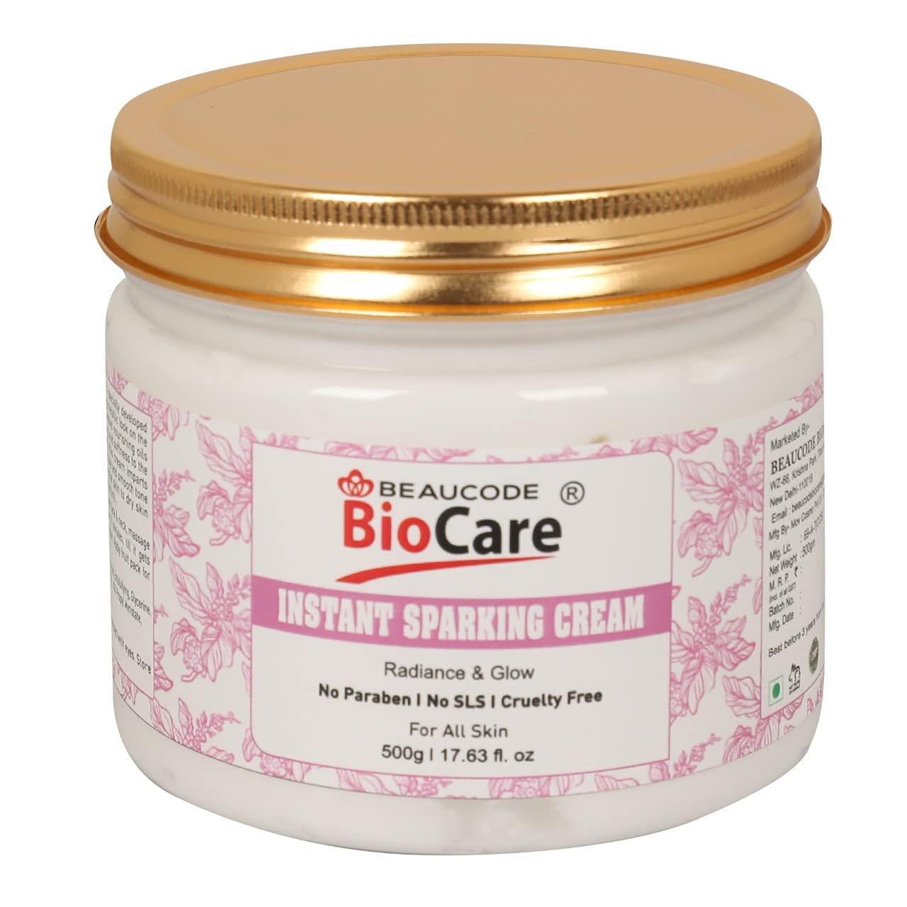 Beaucode BioCare Instant Sparking Face Cream- 500Gm (Pack of 1) For Women & Men For All Skin Types No Paraben||No SLS|| No Sulphate & Cruelty Free