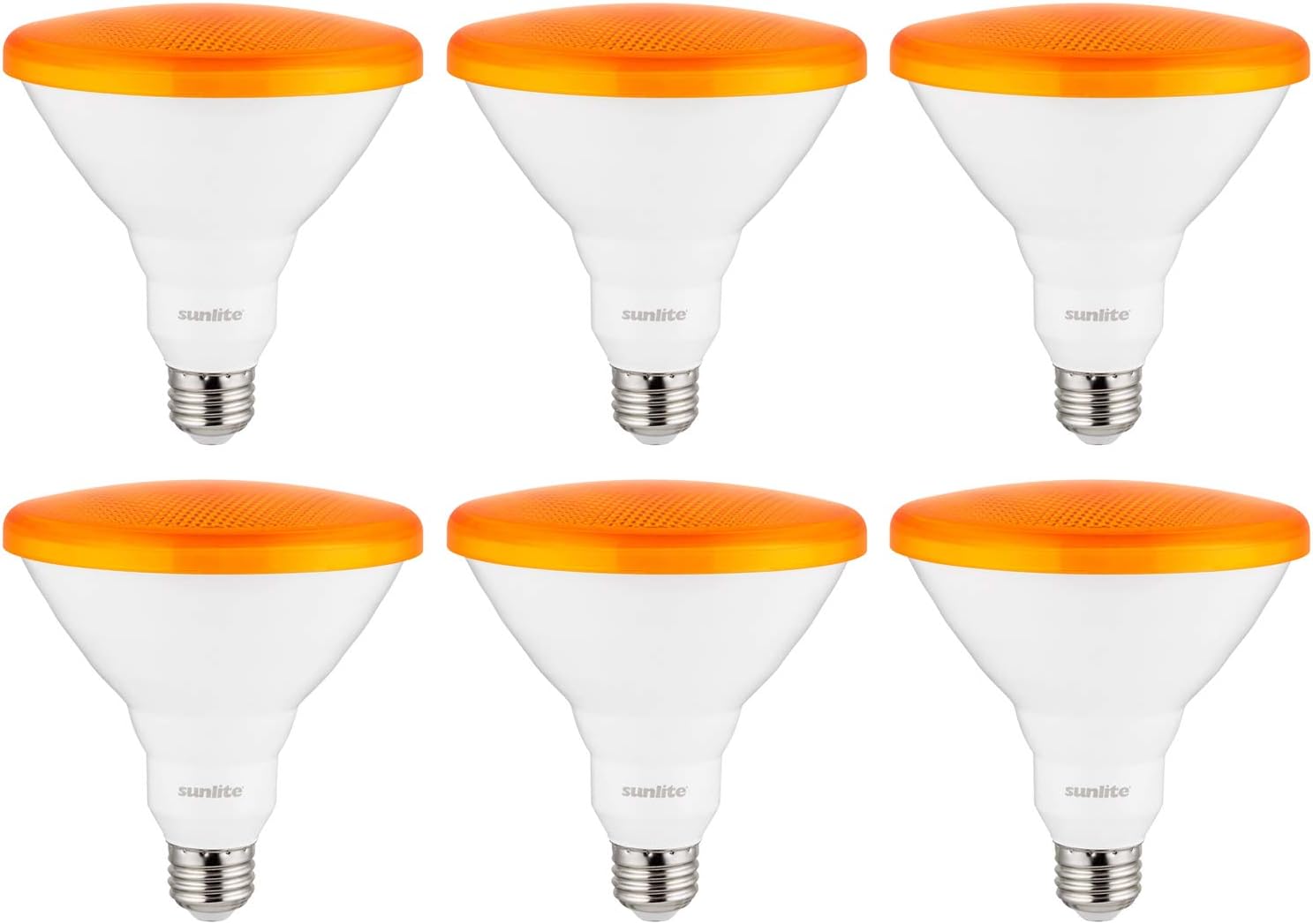 SUNLITE 41433-SU LED Orange PAR38 Spot Bulb 12 Watts, Medium (E26) Base, 35° Flood Beam, Decorative, Holiday Lighting, Turtle + Wildlife Friendly, ETL Listed, 6 Pack