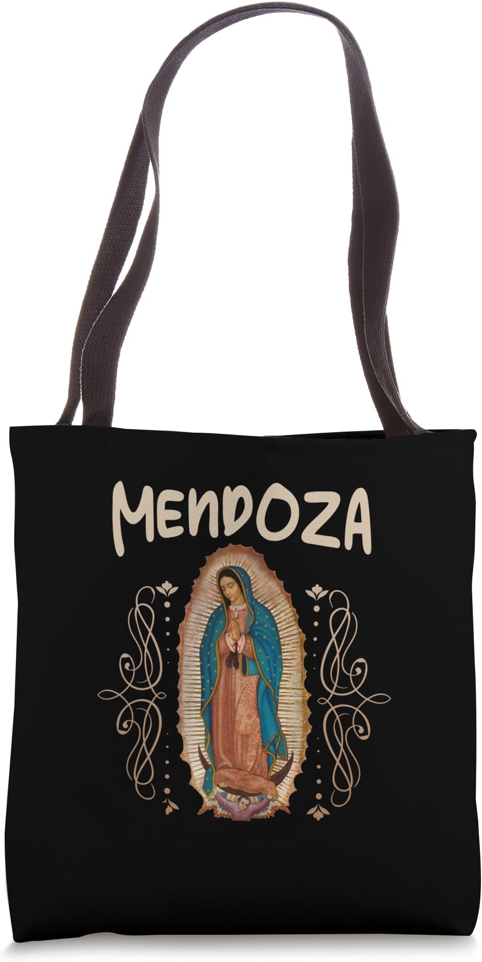 Custom Mendoza family Our Lady of Guadalupe designVirgen de Guadalupe y apellido Mendoza Tote Bag