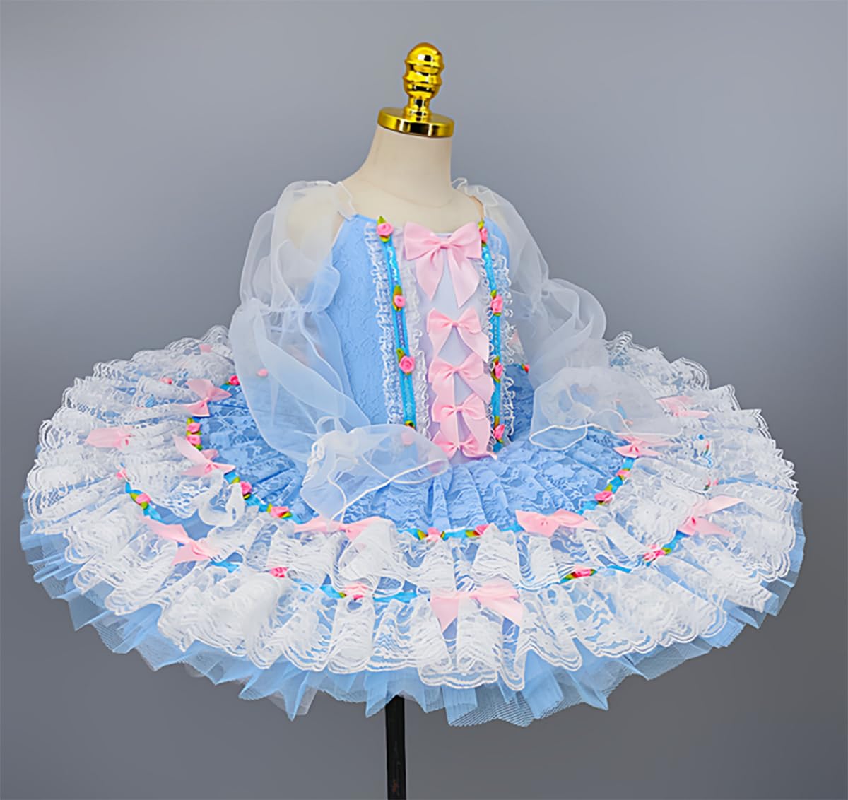 Abito da Ballo per Bambina con Canotta Gonna E tutù tutù in Pizzo Costume da Ballerina del Lago dei Cigni per Gare di Danza Allenamento E Spettacolo(140Cm)