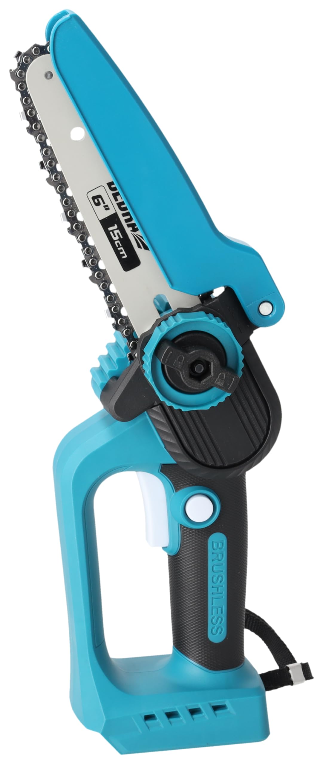 Dedra SAS+ALL DED7180 18 V – bezszczotkowa mini piła łańcuchowa 6ʺ (150 mm), 5400 RPM, cięcie do 140 mm, beznarzędziowy napinacz, lekka konstrukcja (0.9 kg), bez akumulatora i ładowarki