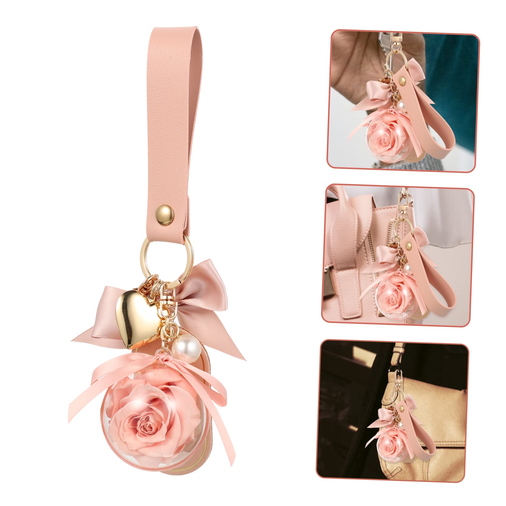 BESPORTBLE Llavero Flor Preservada Rosas Llaveros Señoras Artesanía Rosa Llavero Cadena Rosa Accesorios Precioso Llavero Lindos Llaveros Para Mujer Llavero Con Diseño De Rosas Paño