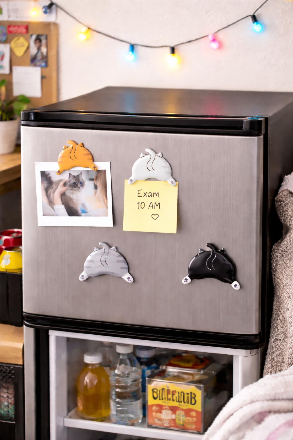 Pearhead Cat Bum Kitchen Magnets, Pet Themed Refrigerator Magnets, Funny Novelty Gift for Cat Lovers and Pet Parents, Ideal Decor for Home, School Locker and Office Whiteboard, Set of 4