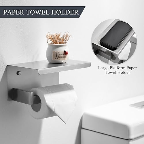 Miniatura 3 de TURS Juego de accesorios de baño de 4 piezas cepilladas para toallas de baño, incluye toallero de 24 pulgadas, soporte para toallas de mano, gancho