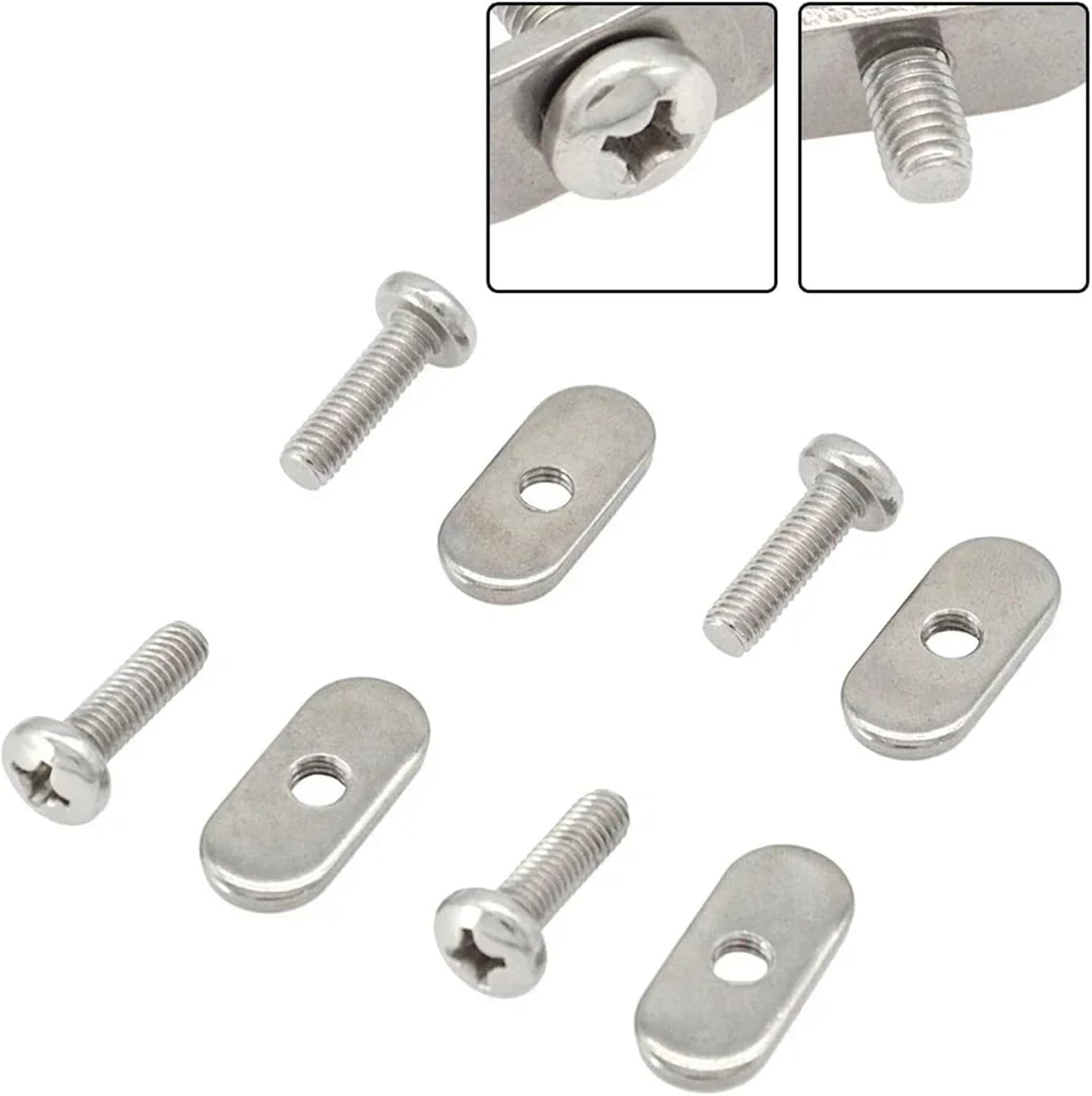 Kayak Rail Screw 32pcs Slider Track Nut Silver Accessories Stainless Steel Screw for Kayaks Canoes Boats Rail