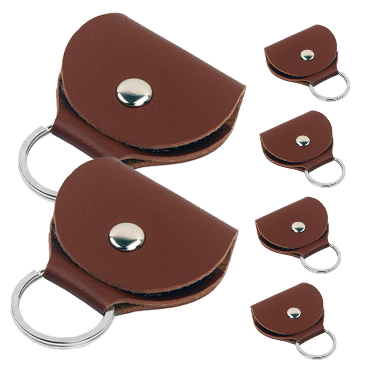 MUELODSIC 6Pcs Portable Guitar Pick Pouch with Keychain Durable PU Leather Guitar Pick Case Lightweight Storage Holder for Guitar Picks for Travel Outdoor Use