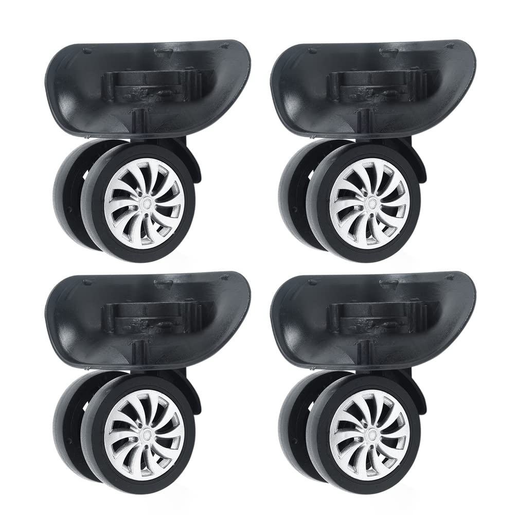KODAA Roues pivotantes universelles pour valise, Noir (Lot de 4, Caoutchouc, Rotation à 360°, Facile à installer)