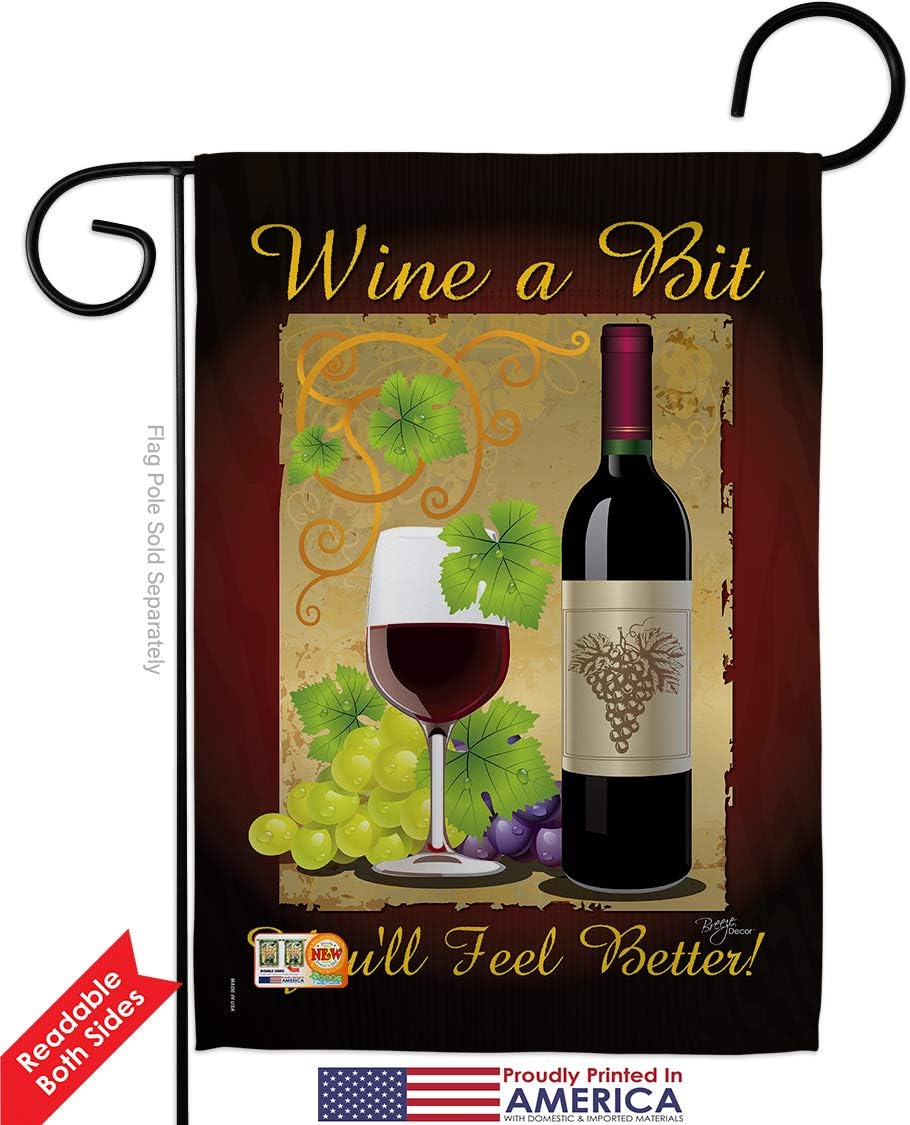 Wine a Bit Garden House Flags Set Beverages Drink Fruits Cheese Sangria White Red Rose Dessert Sparkling Small Decorative Gift Yard Banner Double-Sided Imported 28 X 40