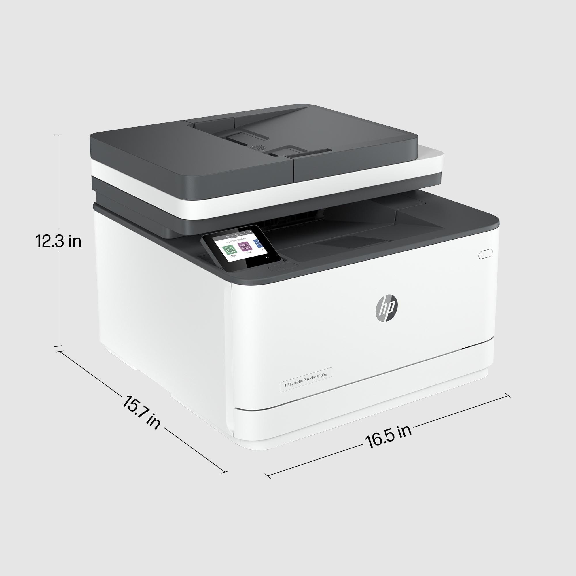 HP LaserJet Pro MFP 3102fdwe 3G630E, Stampante Multifunzione A4, Stampa Fronte e Retro Automatico in b/n, 33 ppm, USB Host, Wi-Fi, Ethernet, Fax, ADF, Smart, Bianca