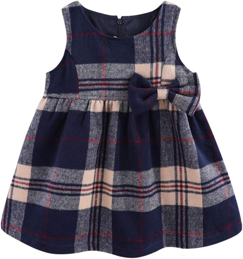 Mud Kingdom Little Girls Sleeveless Dress Plaid Faux Wool Holiday Merry Christmas Loose Fit Cute Bow