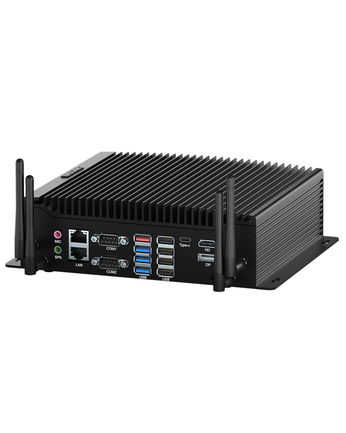 BASOARO PC Industrial Win 11 Pro Mini PC sin Ventilador Core i7 10610U, 16GB RAM 256GB SSD, 2 RJ45 LAN, Pantalla Triple HD DP Type-C Mini Computadora, GPIO, 6 RS232 COM, 8 USB, WiFi BT