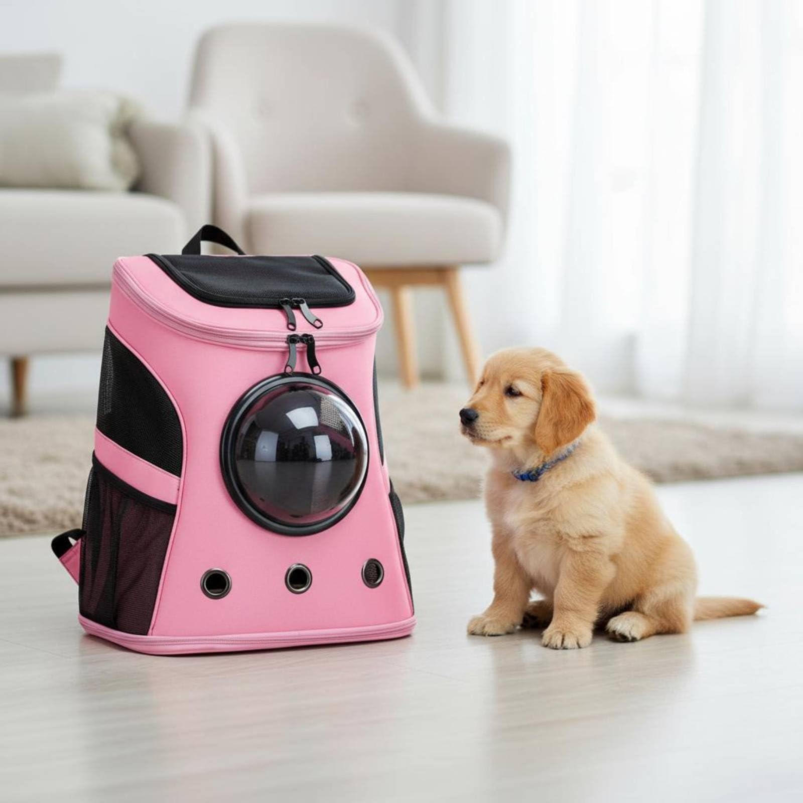 Zaino Trasportino per Gatti Zaino Trasporto Capsule con Rete Traspirante E Trasparente in Oxford E Nylon Portatile Adatto a Passeggiate Visite Veterinarie Viaggi