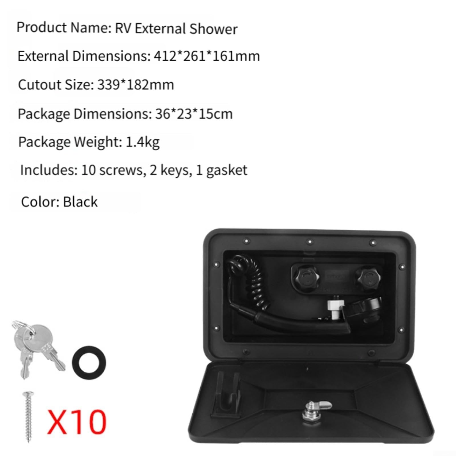Externer Duschkopf für Wohnmobil Anhänger, ABS Outdoor Camping Duschkopf (schwarz)