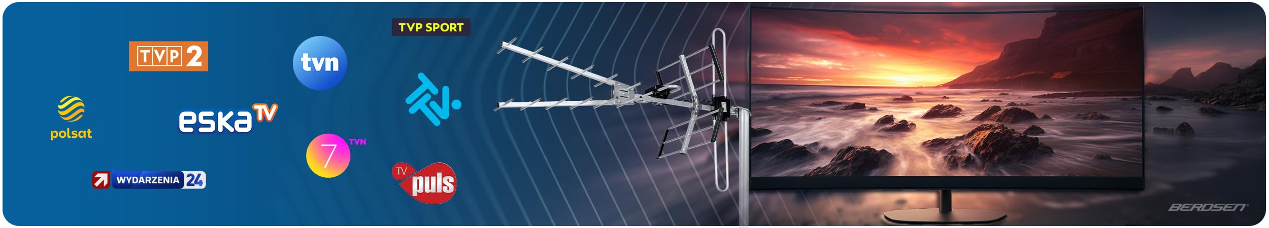 Berdsen DVBT2 Antenna con amplificatore interno 16 dB - Portata fino a 80 km - Antenna esterna esterna esterna - Filtro LTE - Full HD Ultra HD 4K