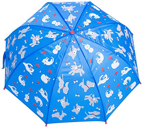 Babalu Kids Umbrella - Childrens 18 Inch Rainy Day Umbrella - Raining Cats and Dogs Blue/Red