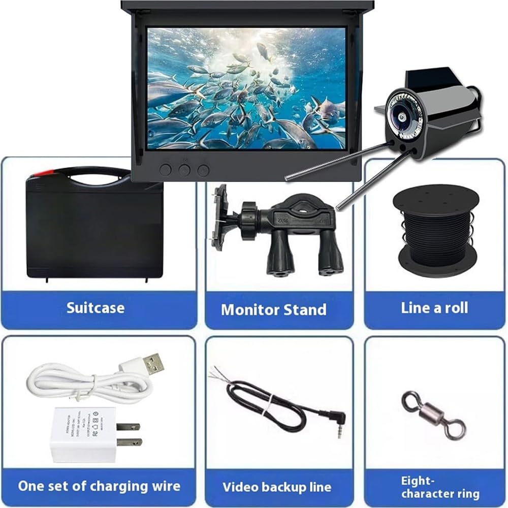 Colitt 5" Portable Underwater Fishing Camera - 220° View, 10000mAh Battery, 100ft Cable
