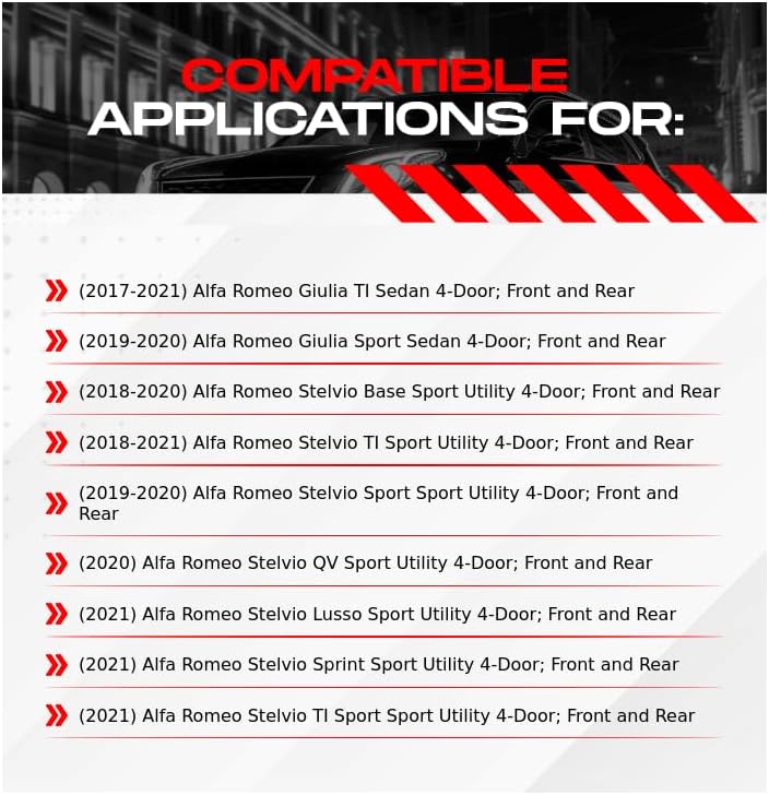 Miniatura 2 de R1 Concepts Kit de freno delantero y trasero para Alfa Romeo Giulia 2017-2024 Alfa Romeo Stelvio 2018-2025 Rotores de freno ranurados perforados