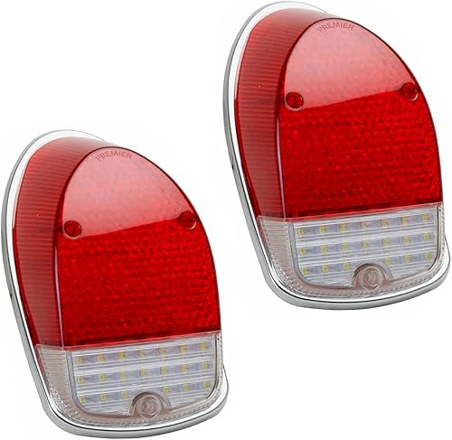 Lente de luz trasera LED, color rojo con reverso transparente. Compatible con Volkswagen Bug 1968-1970, izquierda y derecha, par