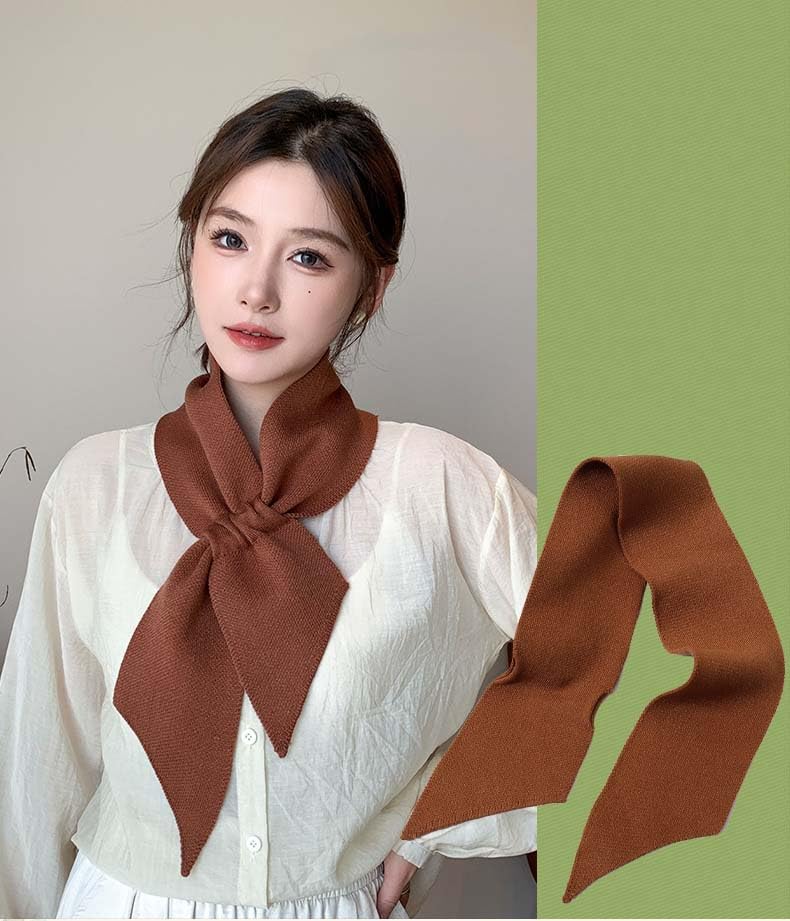 Knitted Scarf for Women Pull-Through Short Neckerchief Warm Collar Scarf Neck Warmer for Spring Fall Winter3