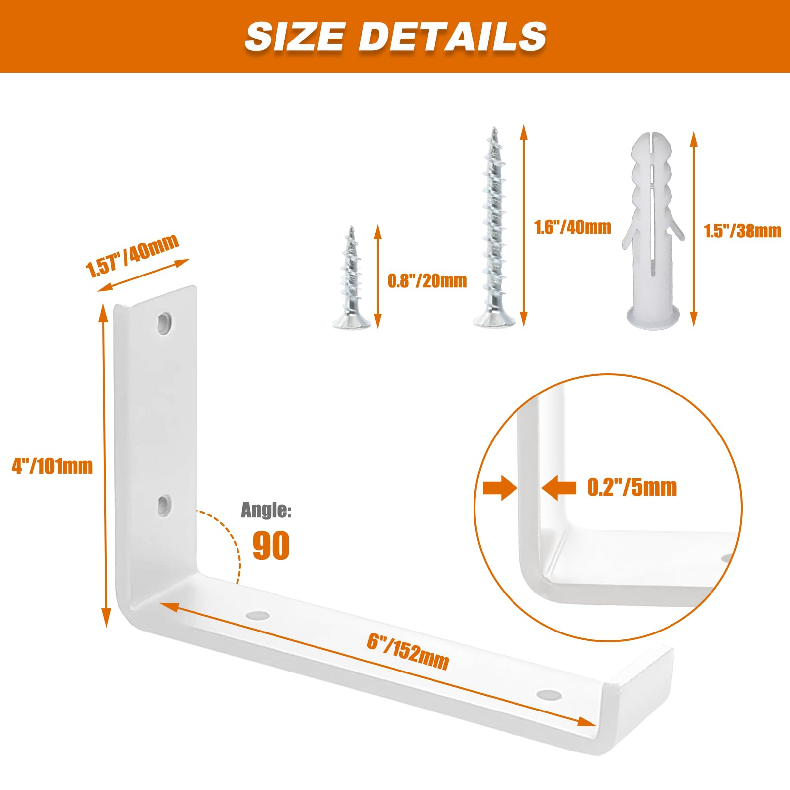 MLOQI 6 Pack Scaffold Board Shelf Brackets with Lips - Image 2