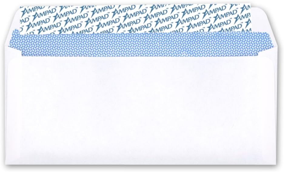 Ampad #10 Security Envelope, 24 Pound Paper, White Wove, Pull and Seal, 150 Envelopes (74018W)
