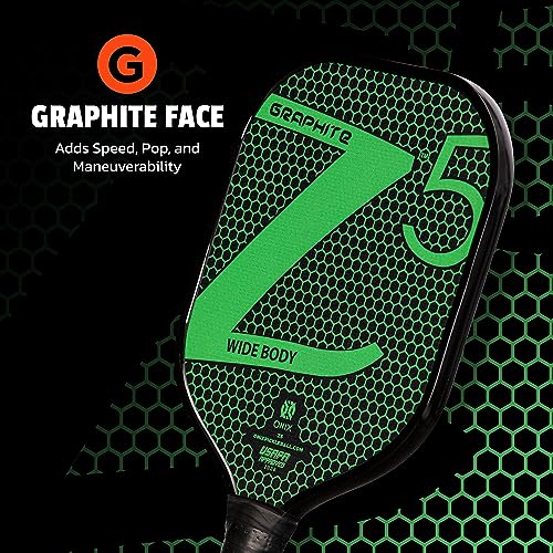 Image of Onix Graphite MOD Z5 Carbon Fiber Pickleball Paddle with Wide-Body Shape. Honeycomb Core, Graphite Face & Cushion Comfort Pickleball Paddle Grip