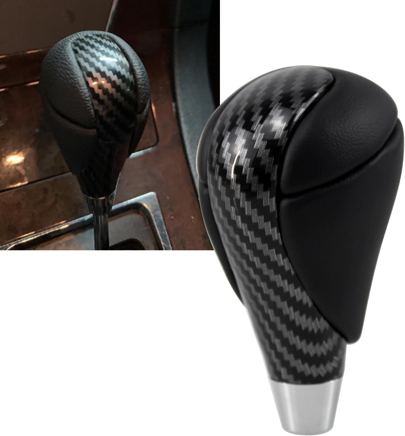 RYANSTAR RACING Carbon Fiber Leather Gear Shift Knob Compatible with Lexus ES300, GS430, IS250, LX470, RX450h, Toyota Crown, Corolla, Camry, RAV4, Prado, 4Runner, Highlander