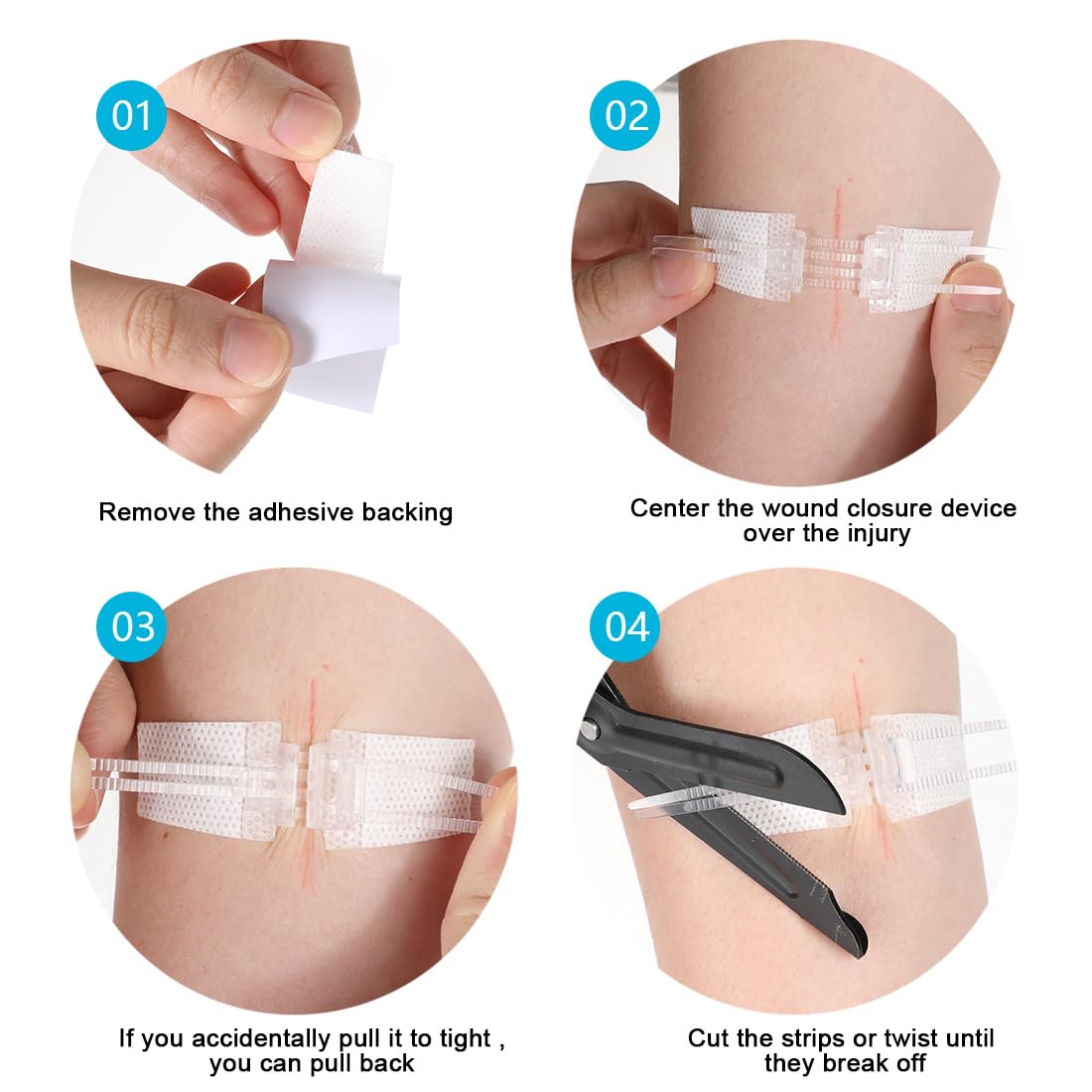 Wound Closure Strips, Wound Suture Strip for Sterile Skin, 5 Pieces, First Aid Adhesive Stitches, Suture Bandages, Emergency Stitch Laceration Closure — Amazon image 4