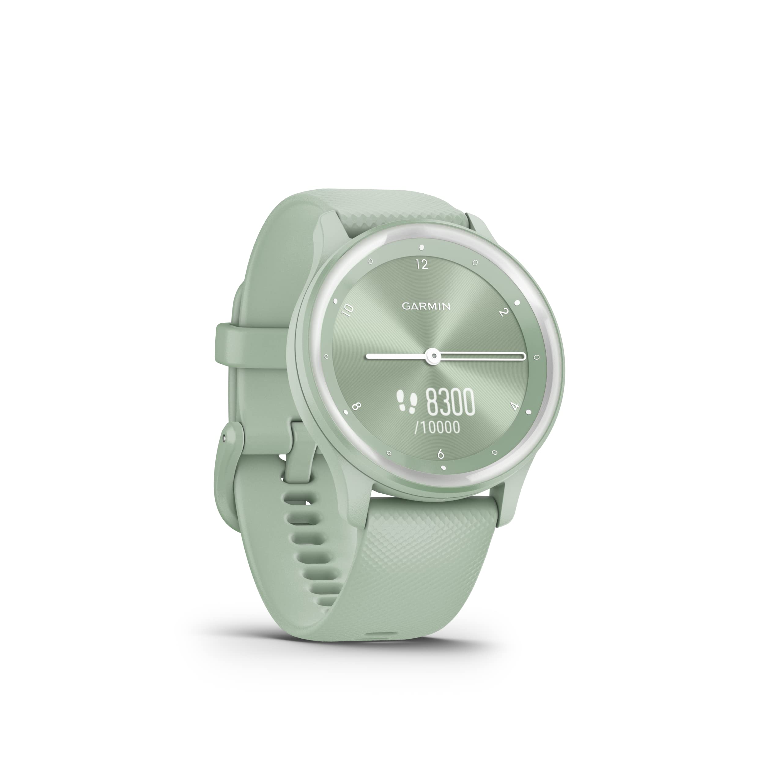 Garmin vívomove Sport, Smartwatch ibrido, Cassa 40mm, Touchscreen OLED e Lancette, Cardio, SpO2, GPS connesso, Monitoraggio 24/7, Notifiche, Calendario, SMS emergenza (Agave Mint) (Ricondizionato)