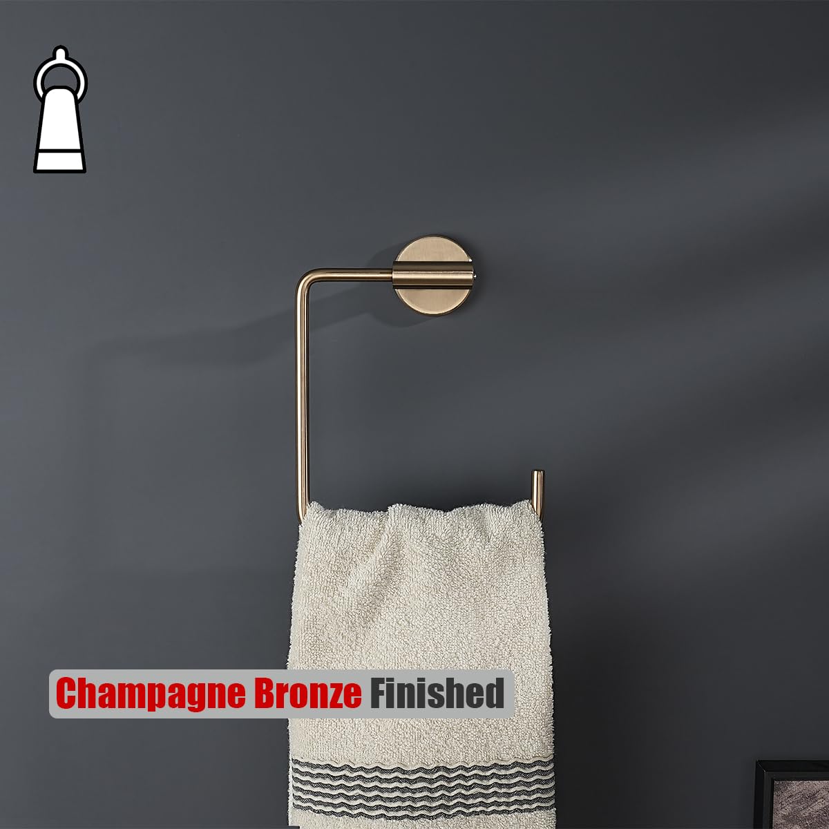 JQK Toallero de bronce champán, soporte cuadrado de acero inoxidable para baño, soporte de pared de 6 pulgadas, TR140-CB