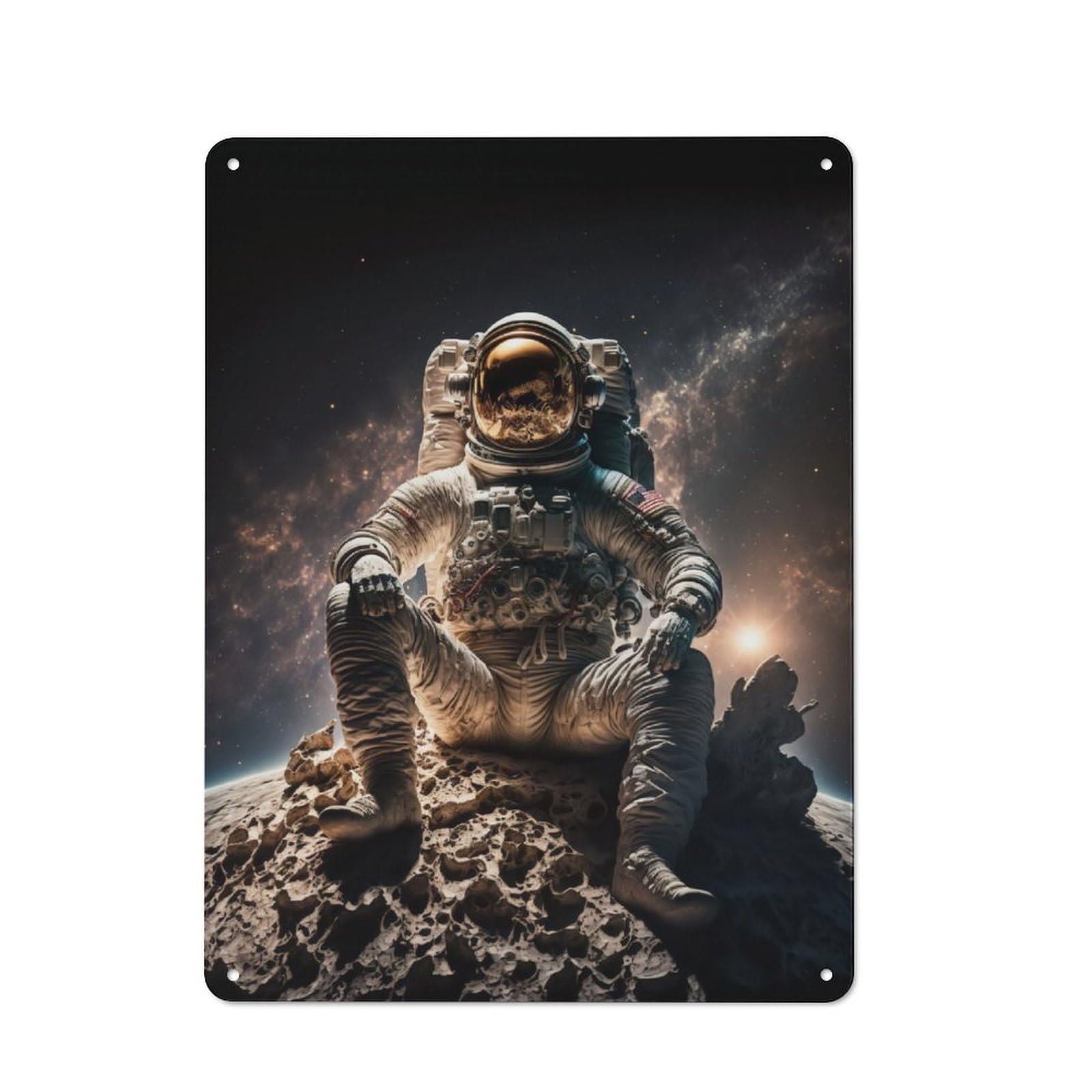 Cosmic Contemplation Classic Metal Wall Decor 40x30cm, Decorative Metal Sign for Workspace, Cafe, Shop Or Desk Area