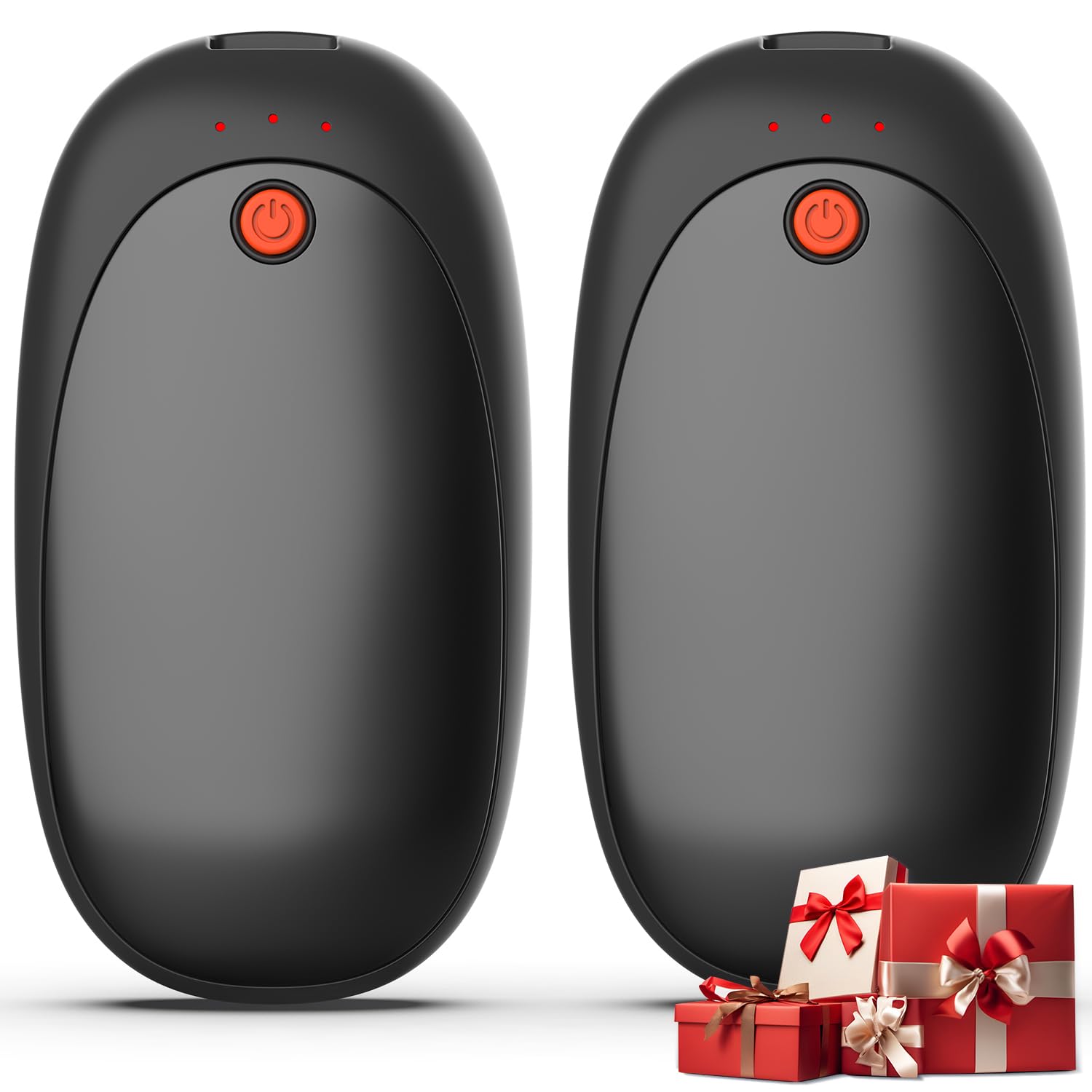 Mezeic Rechargeable Hand Warmers 2 Pack, 6000mAh Electric Hand Warmer Pocket Magnetic Heater Christmas Winter Warm Gifts for Outdoor Golf Hiking Camping, Gloves Fitting, Travel Essentials - Black