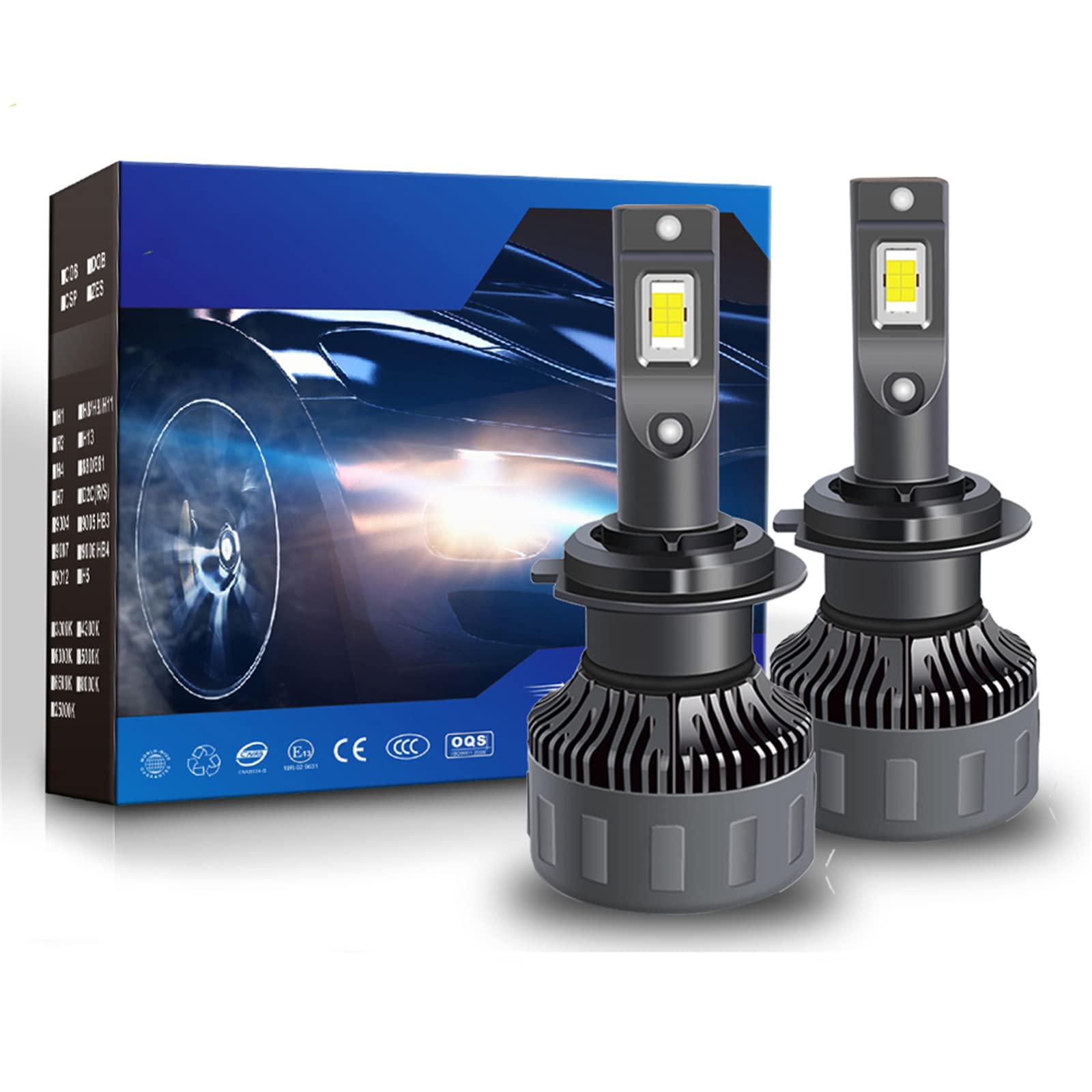 Bombillas LED Para Faros Delanteros, 100 W 30000 Lm, Luz LED Para Coche, Bombillas Para Faros Delanteros Canbus, Lámpara Automática Para Automóviles, 12 V, 6000 K, IP68, Paquete De 2,H7