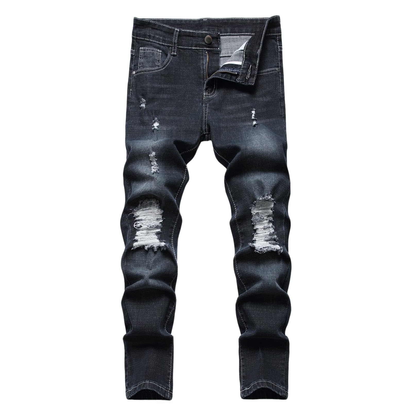 Pantalones flacos rasgados niño elásticos con corte casual y tejido de alta resistencia 8