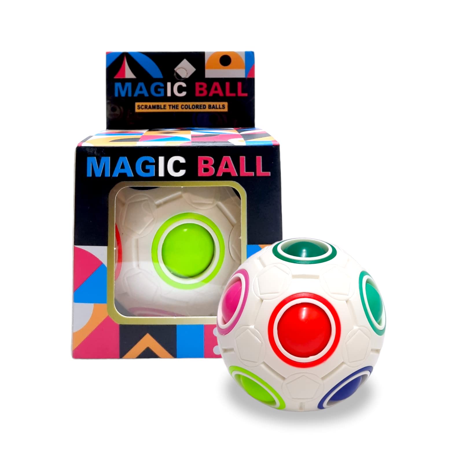 PARTY TIMEMagic Rainbow Puzzle Ball, Speed Cube Ball Puzzle Game Fun Stress Reliever Magic Ball Brain Teaser Fidget Toys for Children Teens & Adults