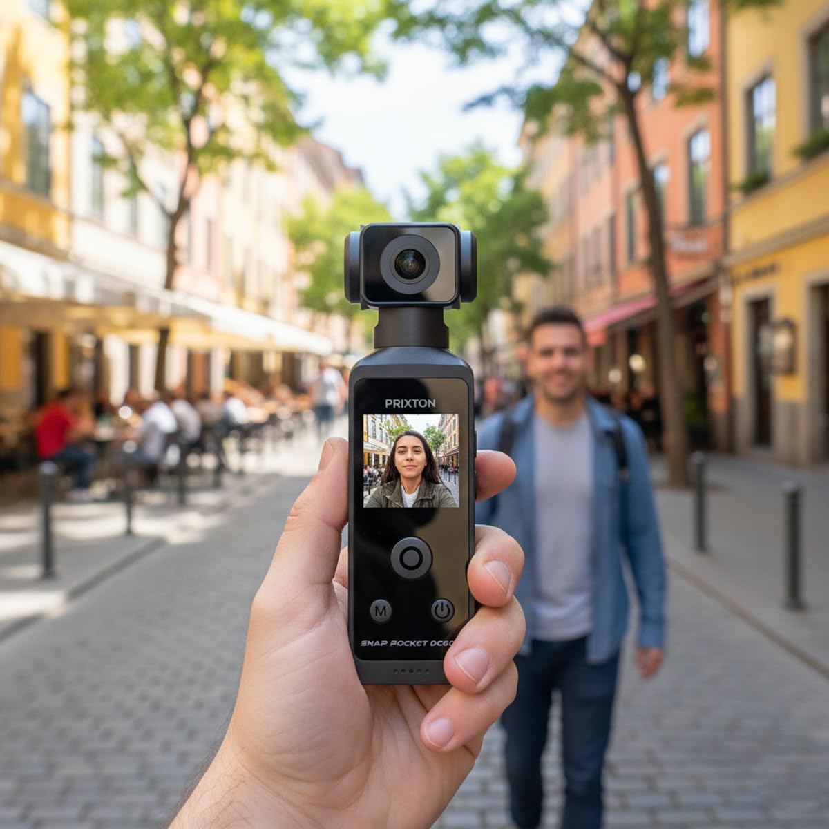 PRIXTON Cámara Vlogging WiFi Snap Pocket, Cuerpo Giratorio 270º, Pantalla 1.3", Resolución 5K y 50MP, Estabilización Avanzada EIS, Carcasa Sumergible 30 Metros, Autonomía 1.5h, Tarjeta SD hasta 256GB