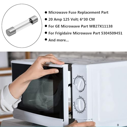 Miniatura 3 de 4 fusibles de microondas 20A 125V 5304509451 para Frigidaire de repuesto 5304488359 1381114 AP5648907 PS5136235 5304464087 UMV1422UW