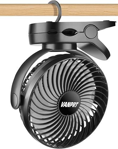 VANPRT Ventilador portátil de clip colgante de 6 pulgadas, ventilador recargable de tienda de campaña de 5000 mAh, 3 velocidades, rotación de 720, VANPRT Ventilador portátil de clip colgante de 6 pulgadas, ventilador recargable de tienda de campaña de 5000 mAh, 3 velocidades, rotación de 720,