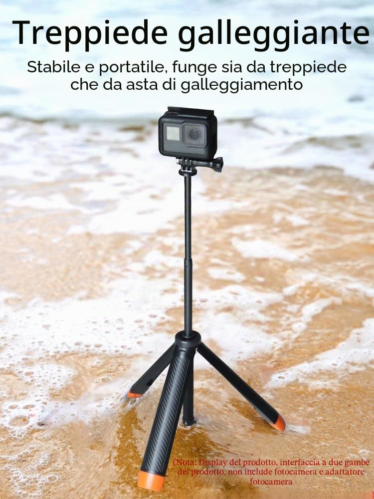Bastone galleggiante 4 in 1 per selfie Insta 360 Go Ultra – 57 cm monopodo impermeabile estensibile con asta galleggiante, accessori per fotocamera subacquea (treppiede+base Go Ultra)