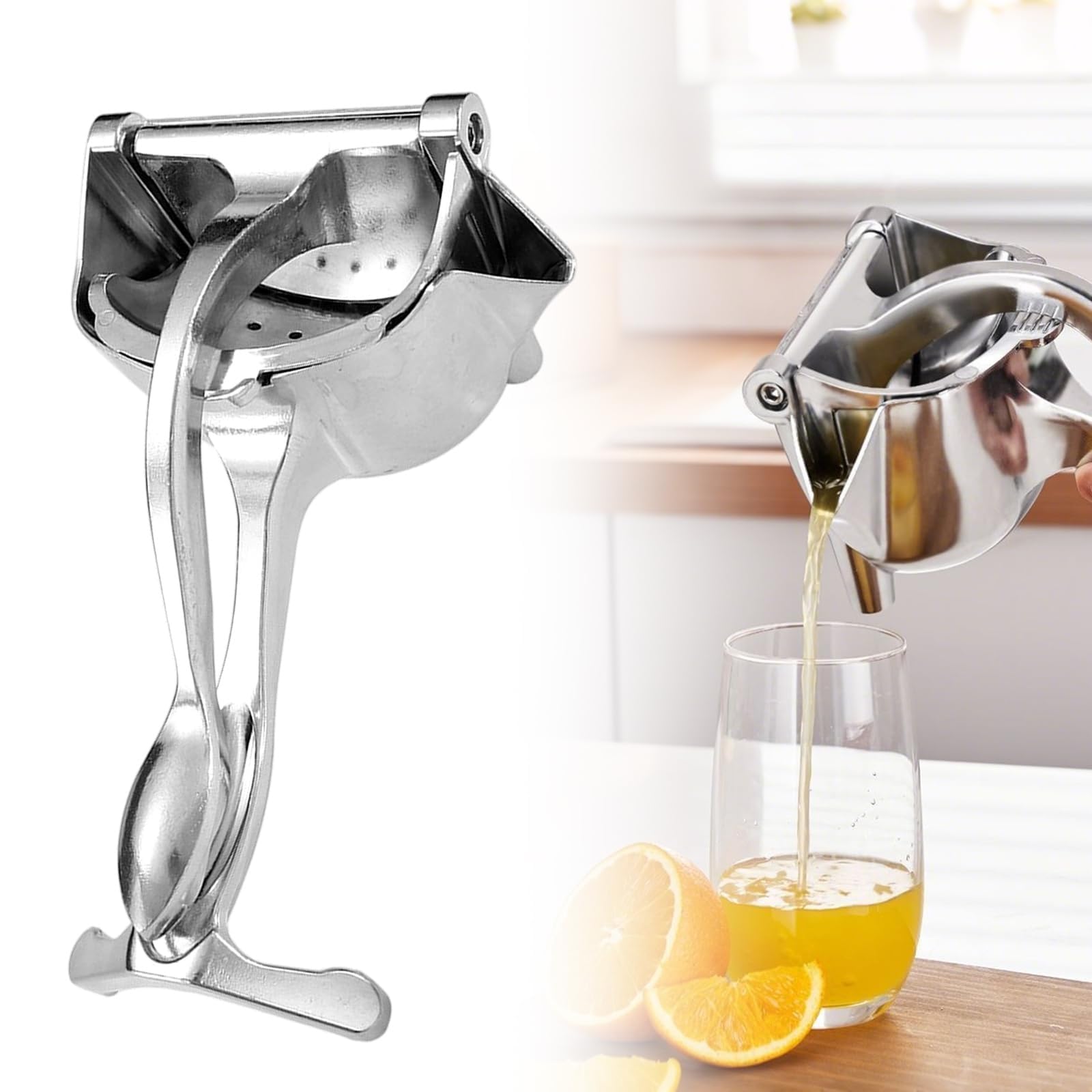 Ekstraktor do soków ze świeżych owoców ze stopu aluminium, ergonomiczny uchwyt, łatwy do czyszczenia, narzędzie kuchenne do pomarańczy, cytrusów, limonki, grejpfruta (1, srebrny)