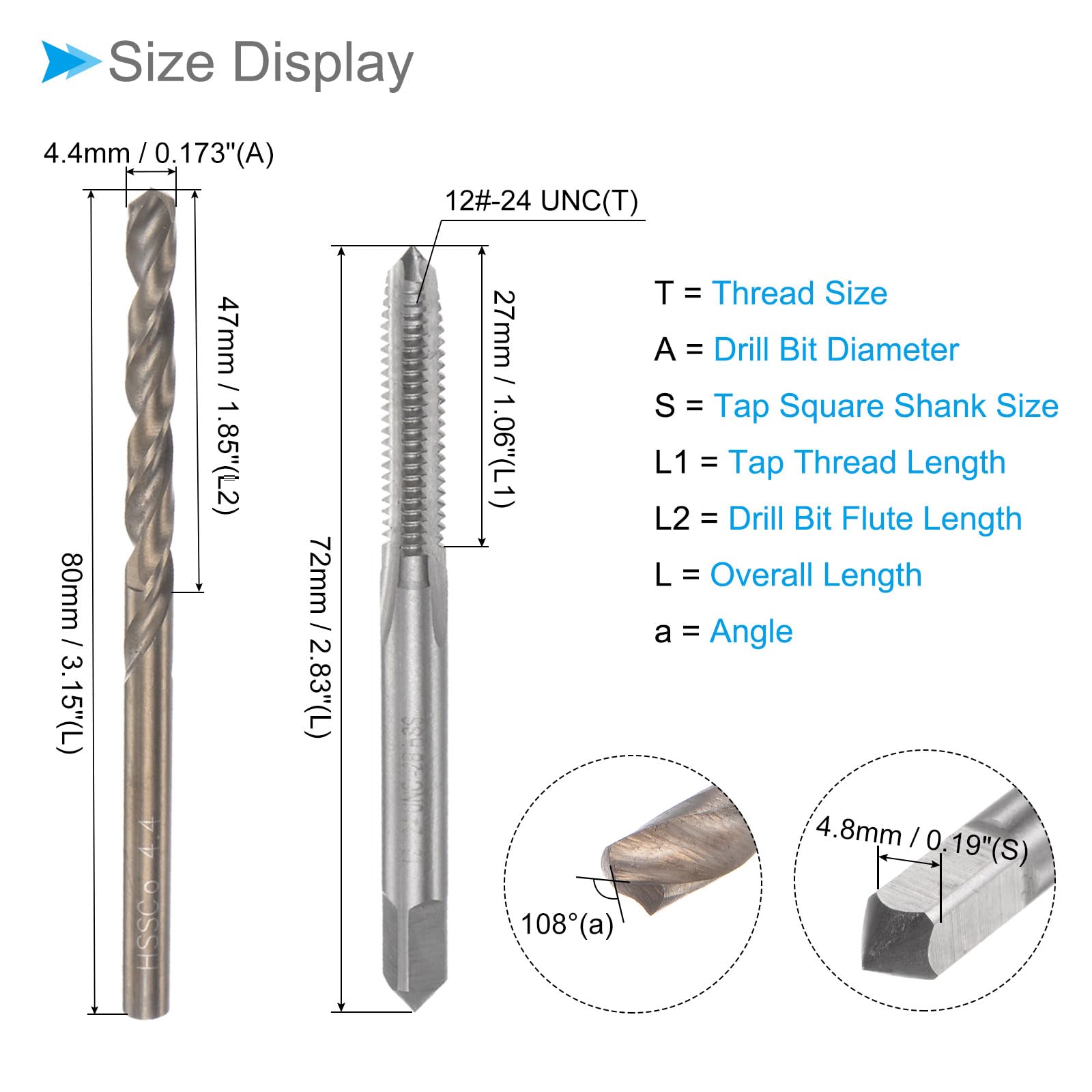 Amazon.co.jp: CoCud タップアンドドリルビットセット 12-24 UNC 2B