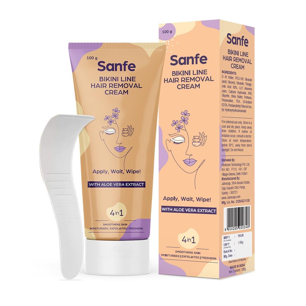 Sanfe Hair Removal Gel- 100ml with Aloe Vera & Coconut Extracts (Hair removal Cream 100 gm)