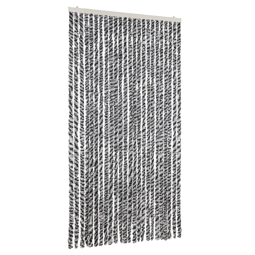 vidaXL Fly Curtain, Fly Screen for Window Living Room Doorways, Door Curtain for Decorations, Fly Blind, Grey and Black and White 100x220 cm Chenille โ image 1