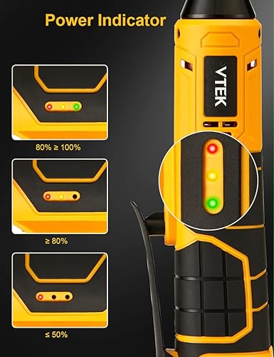 Miniatura 4 de VTEK Llave de trinquete inalámbrica extendida de 3/8 pulgadas, llave de trinquete eléctrica de 16.8 V, llave de trinquete eléctrica de 40